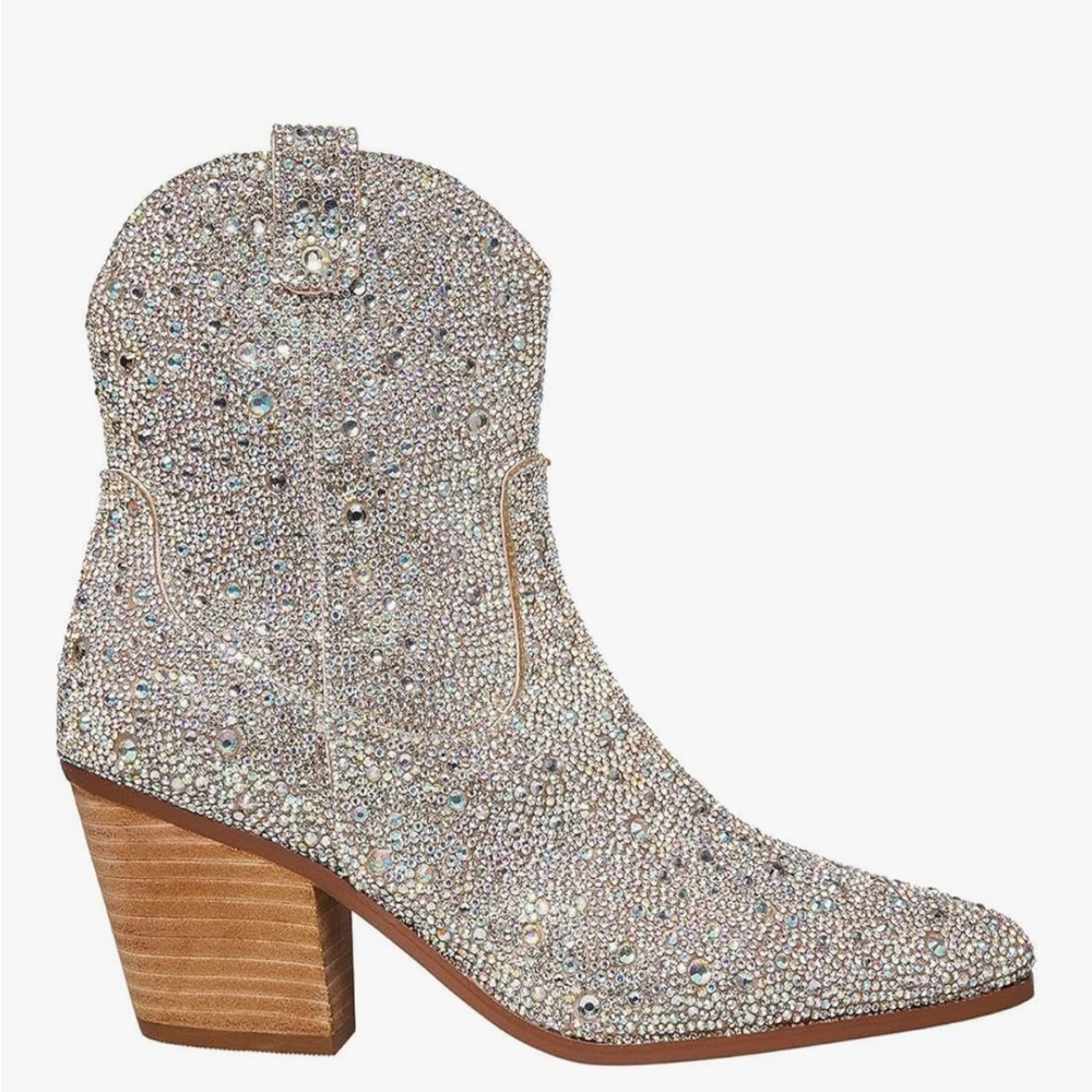 Betsey Johnson Silver Crystal Heeled Boots
